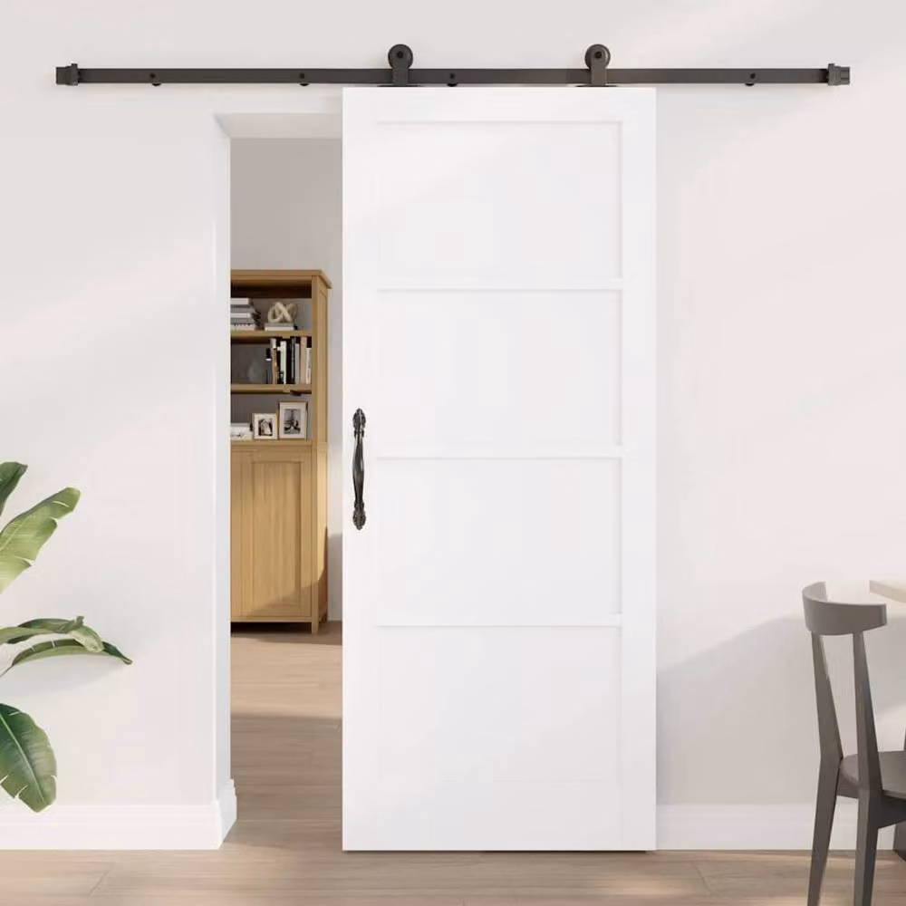 Berkfield Home Orkdal White Lacquered Solid Wood Pine Sliding Door with Hardware Set – 1