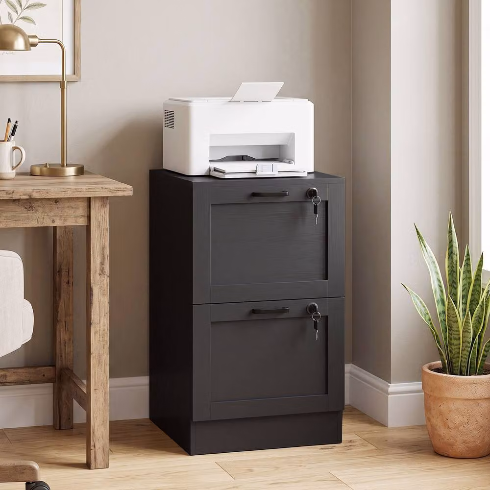 Rolipo Modern 2-Drawer Lockable Filing Cabinet in Black – 4