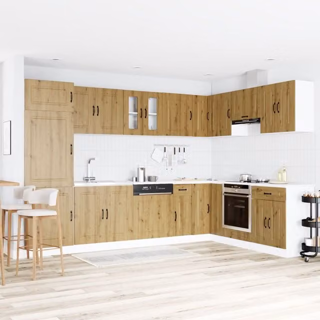 Berkfield Home Kalmar Kitchen Sink Cabinet with Double Basins in Artisan Oak Brown