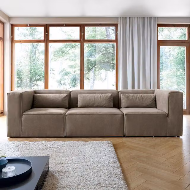 Abakus Direct Doris 4 Seater Upholstered Microfibre Sofa in Brown