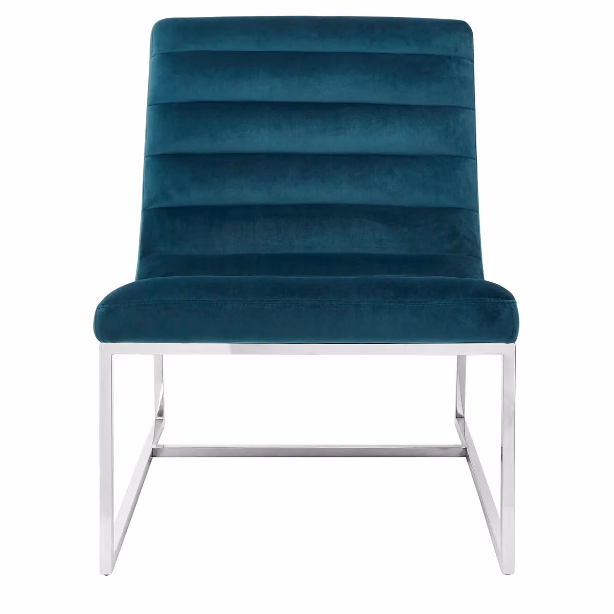 Orsina Blue Velvet Tub Lounge Chair with Silver Metal Frame – 3