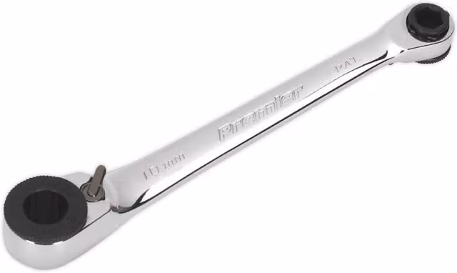 Loops 120mm Reversible Ratchet Spanner, 1/4 inch Hex x 10mm Hex, 72-Tooth Action, Silver and Multicolour Chrome Vanadium Steel
