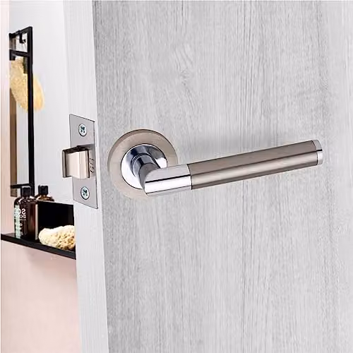 Golden Grace Mitred Door Handles in Polished Chrome and Silver – 2