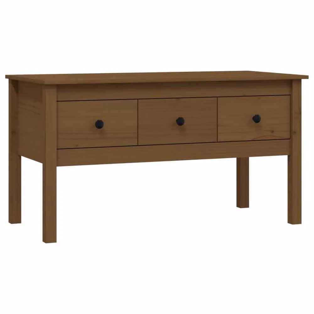 Berkfield Home Beautiful Coffee Table in Honey Brown Solid Pine, W: 102 cm, D: 49 cm, H: 55 cm – 2