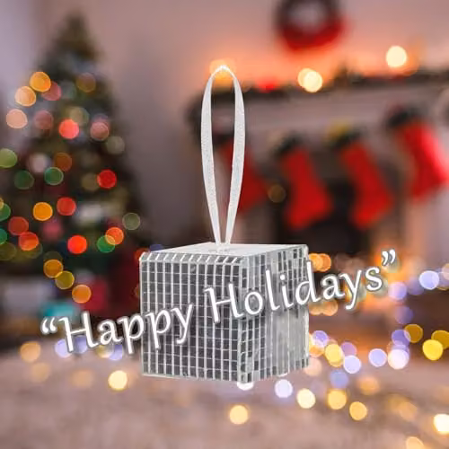 VFM e-Store Silver Geometric Gift Box Hanging Christmas Decoration, W/D/H: 6 x 6 x 6 cm – 3