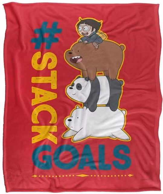 Cartoon Network We Bare Bears Stack Goals Silky Touch Super Soft White Throw Blanket W: 152 cm, D: 127 cm – 1