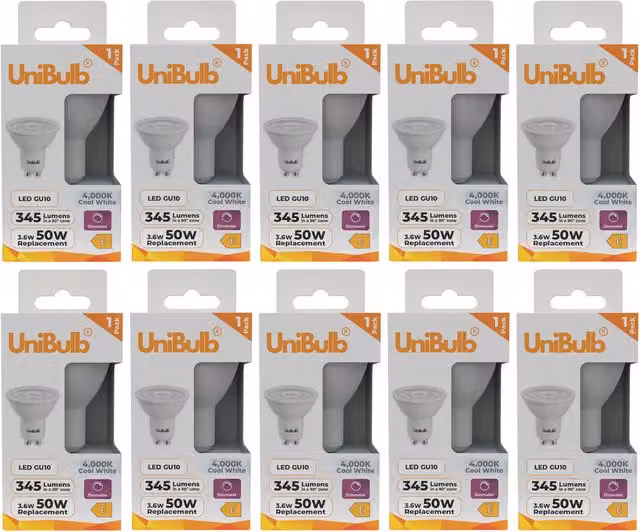 UniBulb LED GU10 Dimmable Light Bulb, 345lm, 3.6W (Replaces 50W), 4000K Cool White