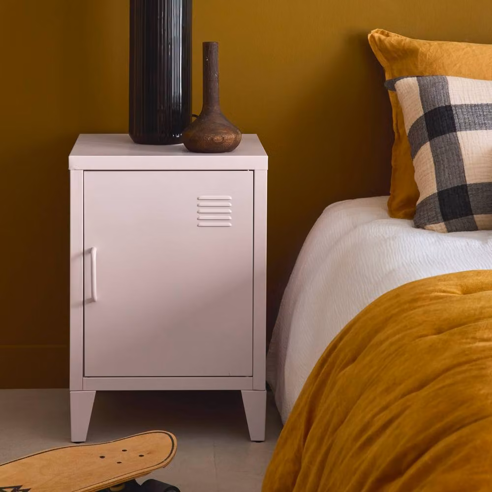 sweeek Metal Bedside Table with 1 Door in Pink, W/D/H: 38 x 38 x 55.7 cm – 3