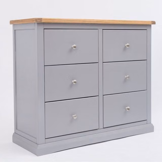 Cabinet Bits Rocca 6 Drawer Chest of Drawers in Grey with Chrome Knobs