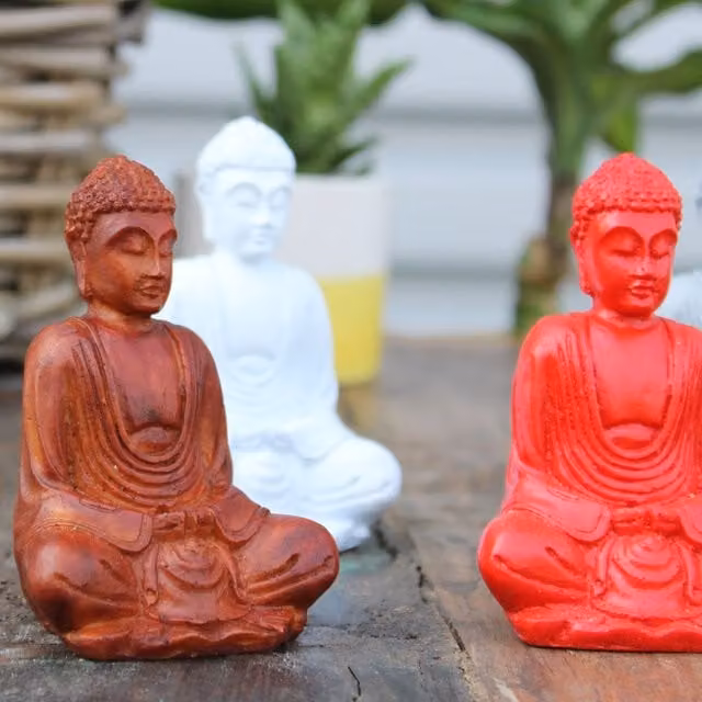 KDMK Multicolour Mini Oriental Buddha Statues Set for Tabletop Meditation and Focus