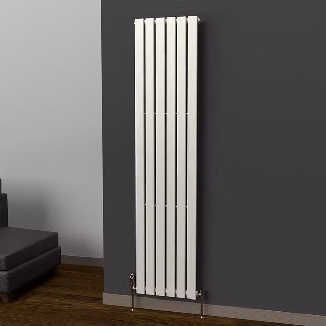 Lux Heat Flat Coloured Vertical Radiator in Stone White, H: 180 cm, W: 42 cm