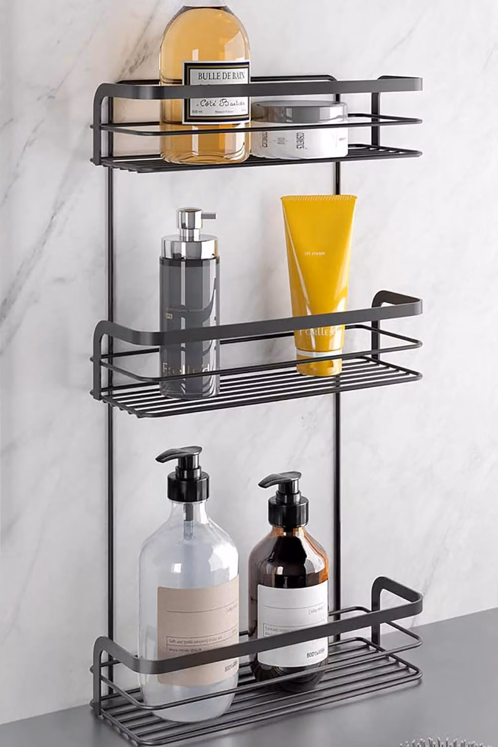 Metaltex Origin Lava 3-Tier Metal Shelving Unit, Black, W/D/H: 26 x 10 x 48 cm – 1