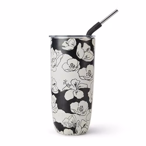 S'well Stainless Steel Tumbler in Anthracite Grey Floral, 700ml