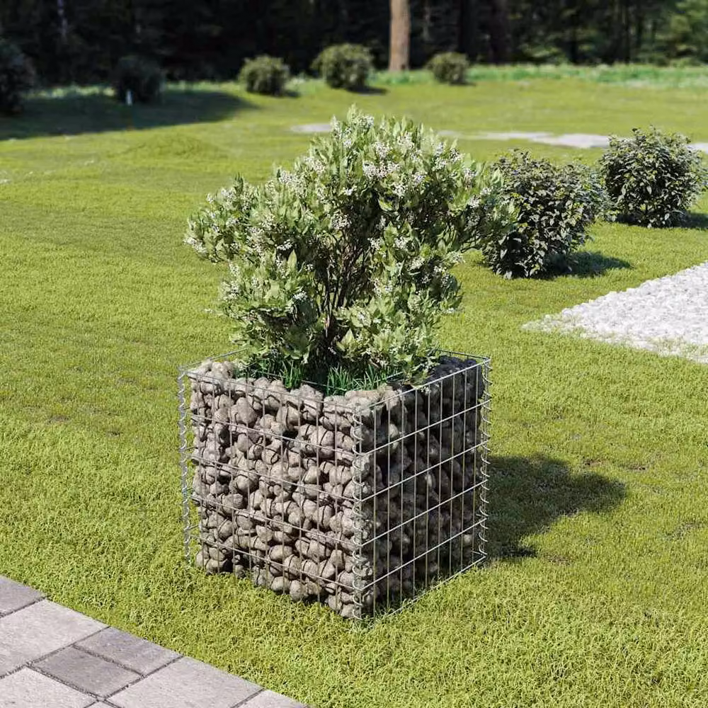 Berkfield Home Durable Galvanised Steel Gabion Raised Bed in Silver, W/D/H: 50 x 50 x 50 cm – 2