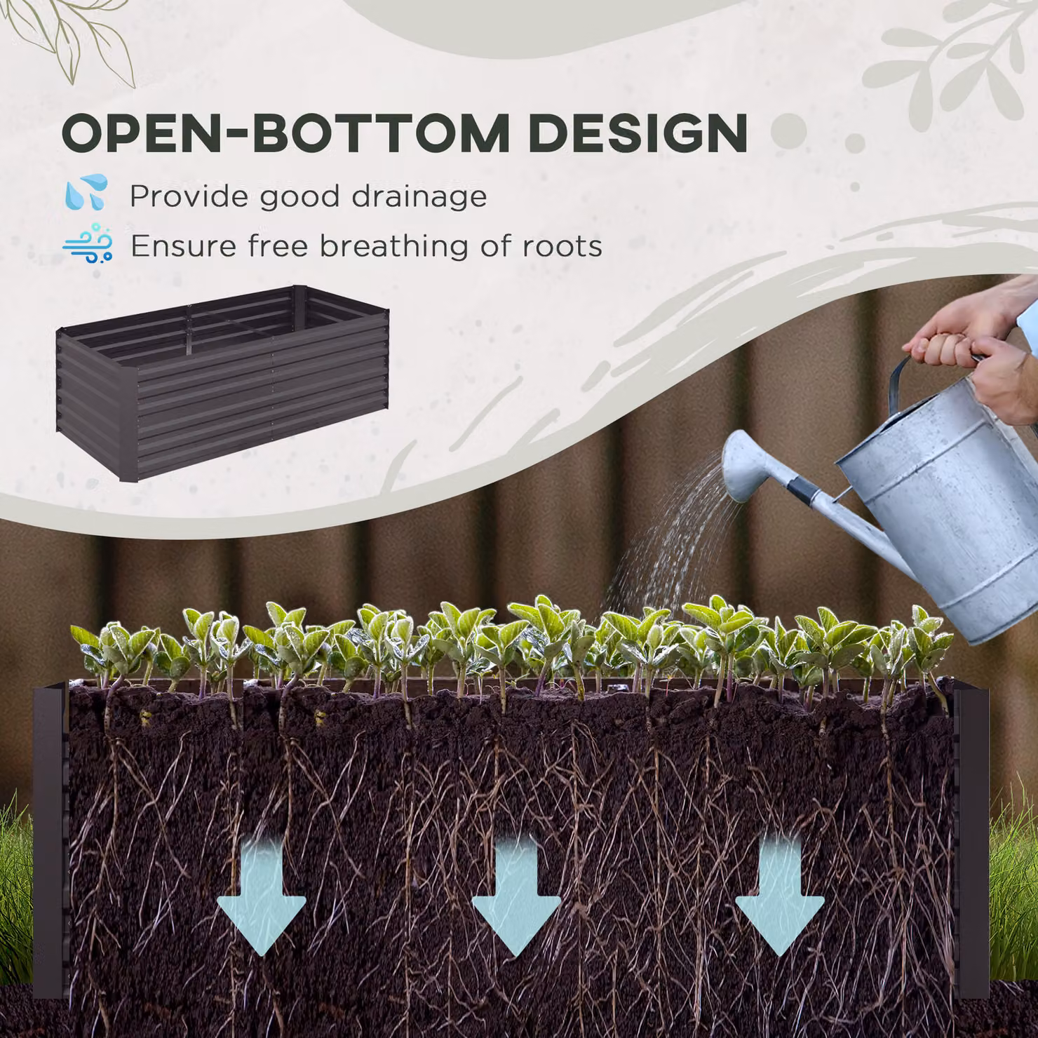 Outsunny Set of 2 Galvanised Steel Raised Garden Beds in Dark Grey, W/D/H: 180 x 90 x 59 cm – 4