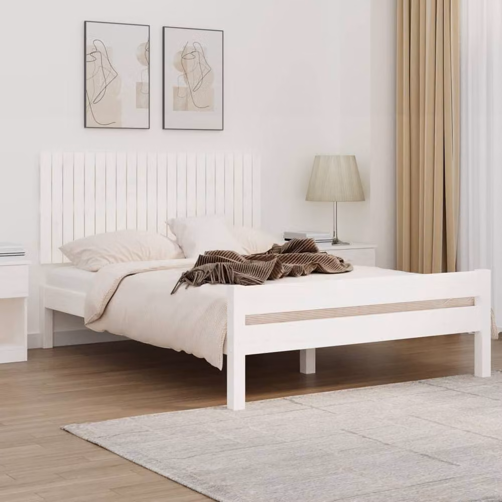 Berkfield Home White Rustic Solid Pine Wall Mount Headboard W: 140 cm, D: 3 cm, H: 60 cm – 2