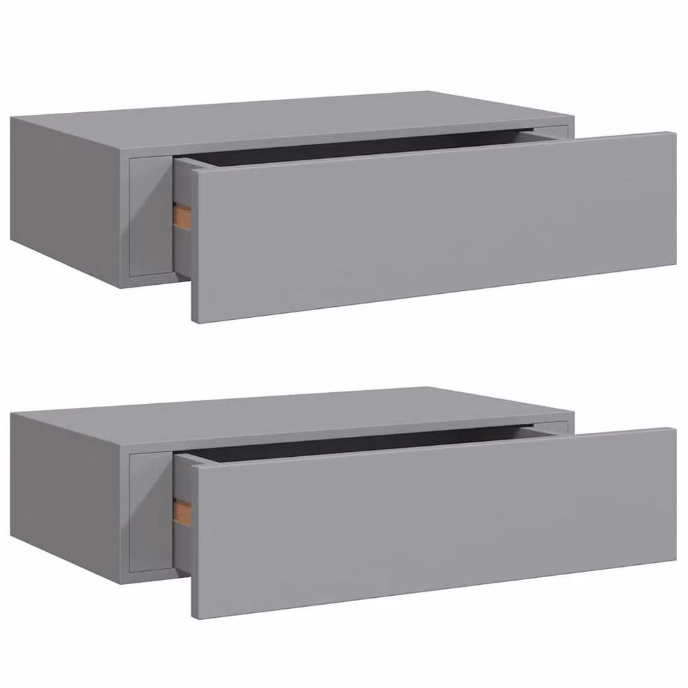 Berkfield Home Elegant Wall-mounted Drawer Shelves, 2 Pack, Grey, W: 40 cm, D: 23.5 cm, H: 10 cm – 2