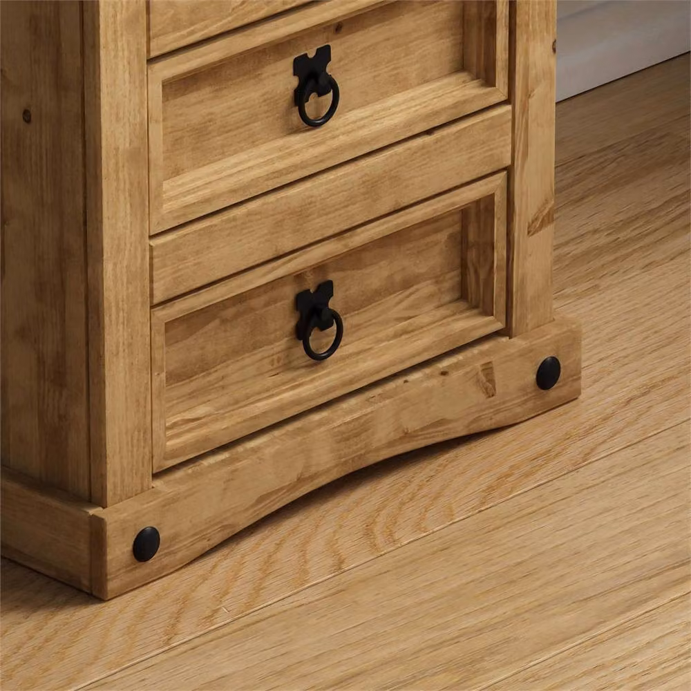 FORGEVIO 3 Drawer Rustic Pine Chest of Drawers in Brown and Black – 2
