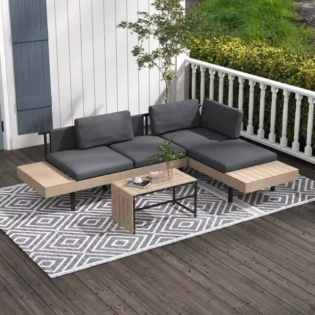 Maze L Garden Sofa Set in Grey Modern Metal