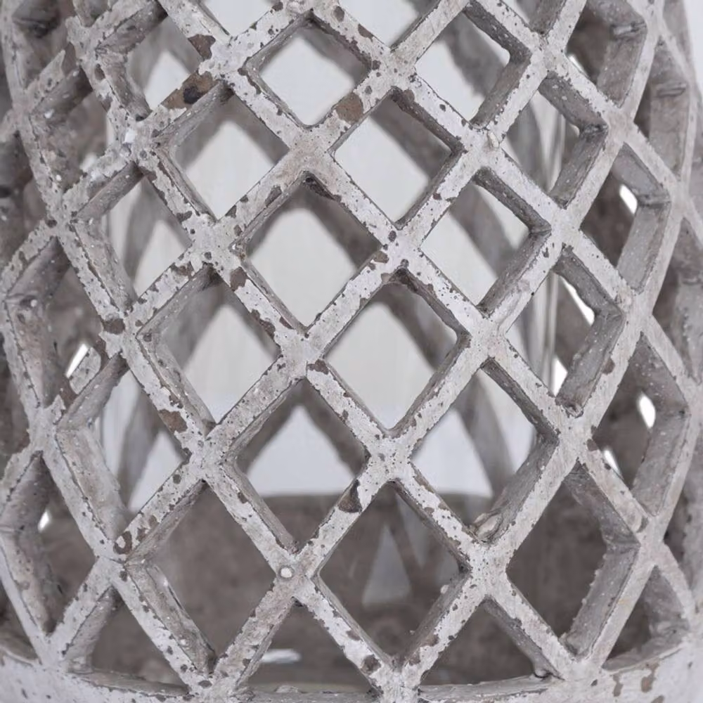 Lemon Pavilion Large Conical Lattice Hurricane Lantern in Sand, W17 x D17 x H22 cm – 2