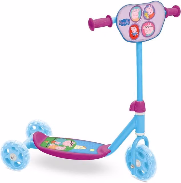 Mondo Peppa Pig Height Adjustable 3-Wheel Kids Scooter in Blue and Pink