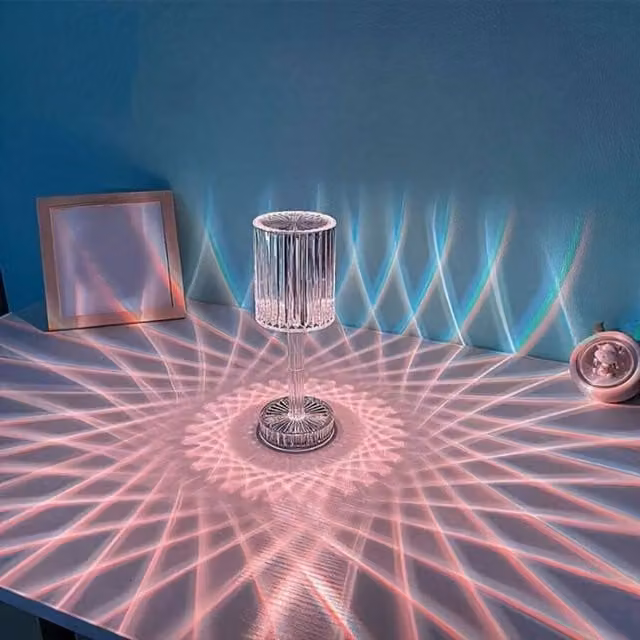 Home Republic Rechargeable Crystal Effect Table Lamp in Clear with Remote Control