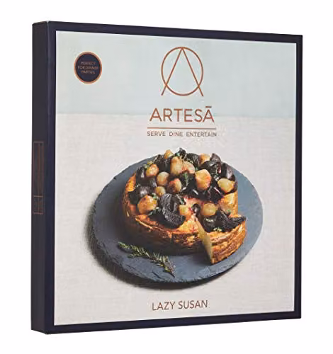 Artesa Slate Lazy Susan Rotating Serving Platter, Black, Diameter: 35 cm – 2