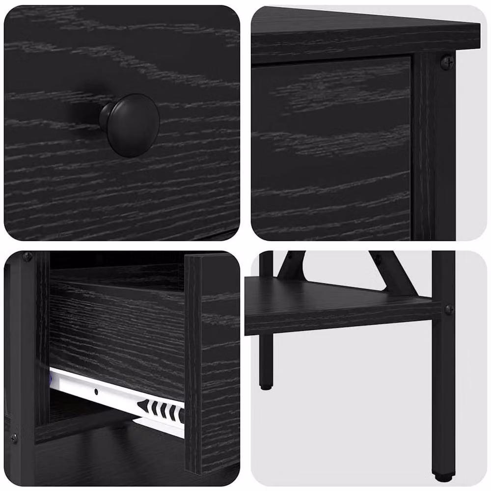 Berkfield Home Set of 2 Black Oak Bedside Tables, W/D/H: 40 x 42 x 45 cm – 6