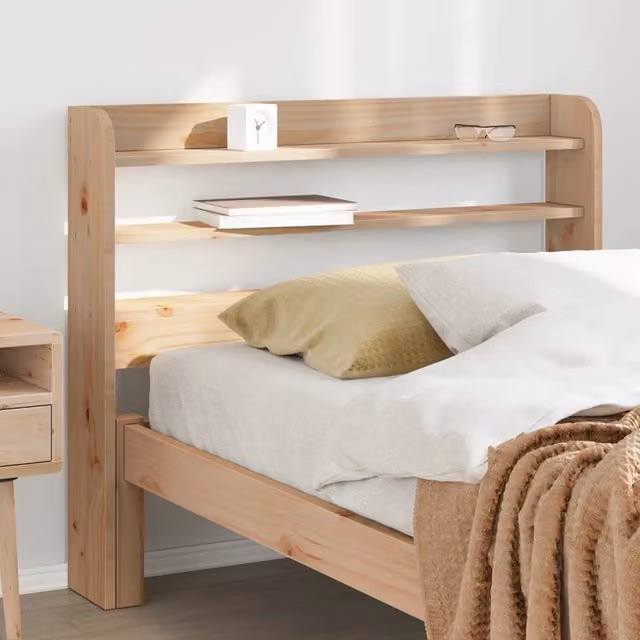 Berkfield Home Rustic Solid Wood Pine Headboard with Shelves, Brown, Width: 100 cm