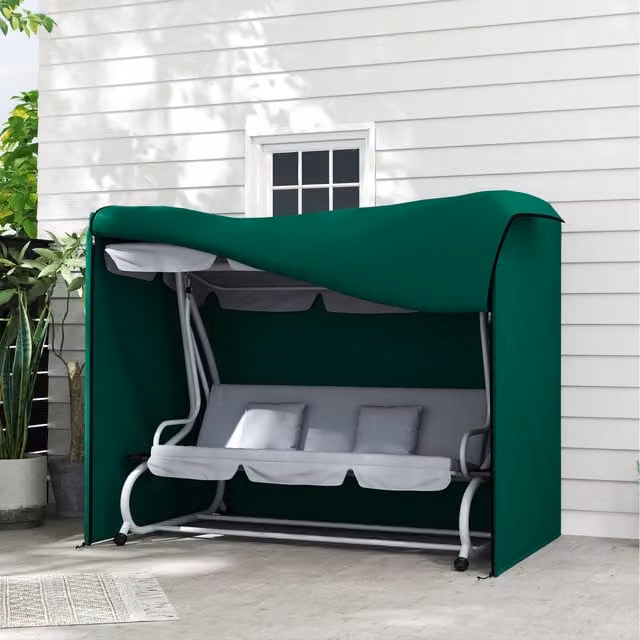 Outsunny Waterproof 3 Seater Garden Swing Chair Cover in Green, W/D/H: 220 x 125 x 172 cm