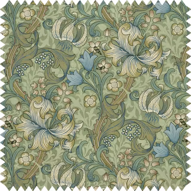 House of Hackney Golden Lily Organic Cotton Linen in Green