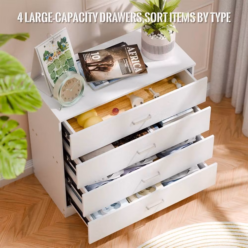 FORGEVIO White 4-Tier Modern Bedroom Drawer Cabinet – 2