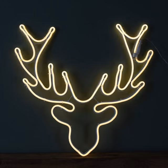 Samuel Alexander Light up Neon Flex Christmas Reindeer Head with Warm White LEDs, 58 cm