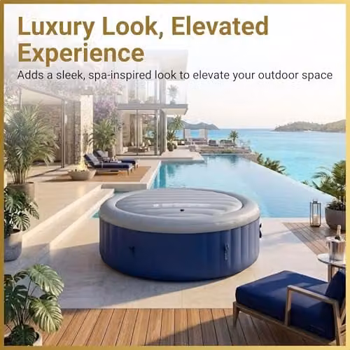 SHATCHI Grey Round Inflatable Thermal Spa Cover for 4 Person Hot Tubs up to 140cm, Diameter: 135 cm – 6