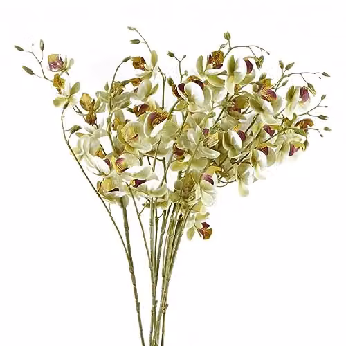 White and Beige Artificial Orchid Leaf Design Floral Arrangement