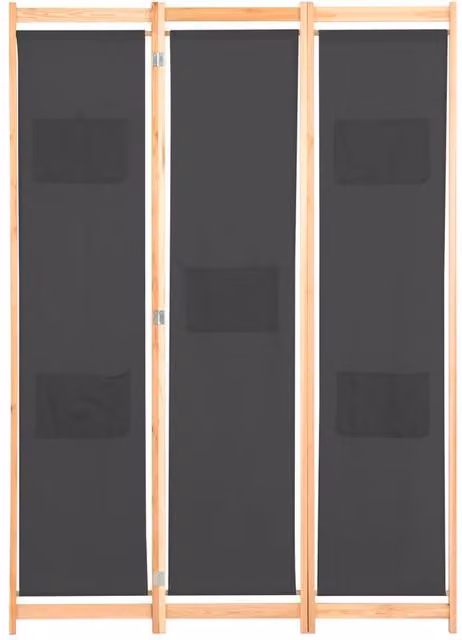 Berkfield Home 3-Panel Grey Fabric Room Divider, W/D/H: 120 x 4 x 170 cm – 1