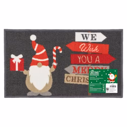 JVL Premium Christmas Gonk Washable Door Mat, Multicolour, W: 40 cm, D: 70 cm