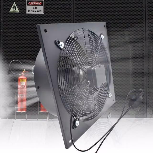 Livingandhome Wall-Mounted Metal Axial Ventilation Exhaust Fan with Speed Regulator Switch, Black, Diameter: 27 cm