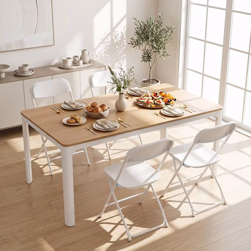 Gymax 4 Pack of White Metal Folding Chairs for Home, Office or Dining Room – 4