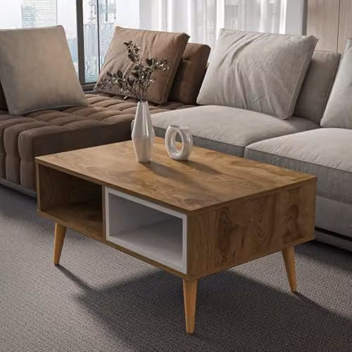 DECOROTIKA Oberon Rectangular Design Coffee Table in Oud and White, W/D/H: 90 x 60 x 43 cm – 4