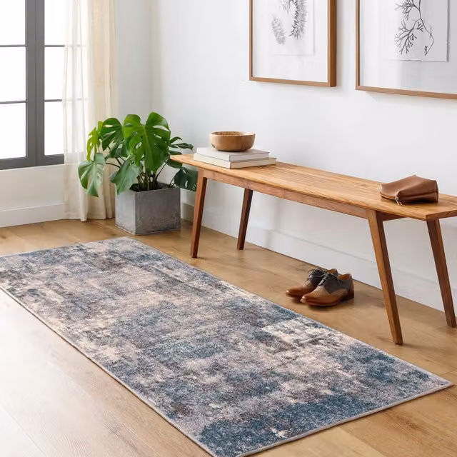Livabliss Ankara Abstract Blue and Beige Modern Marble Rug, W/D/H: 120 x 170 cm – 1