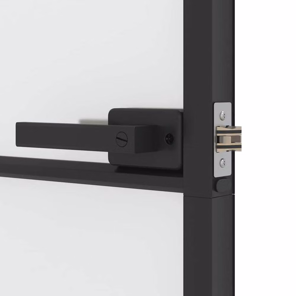 Berkfield Home Slim Interior Door in Black with Tempered Glass and Aluminium, W: 76 cm, H: 201.5 cm – 3