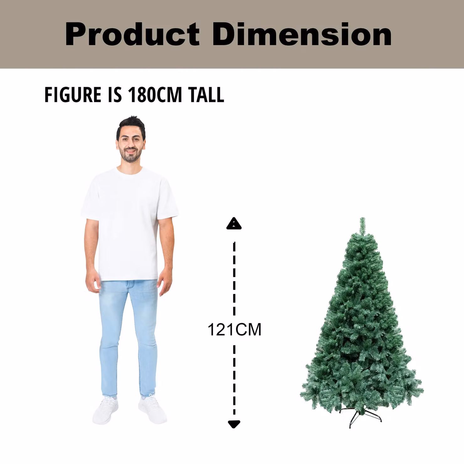 Shatchi 4ft Green Pine Christmas Tree with Classic Pine Tips – 5