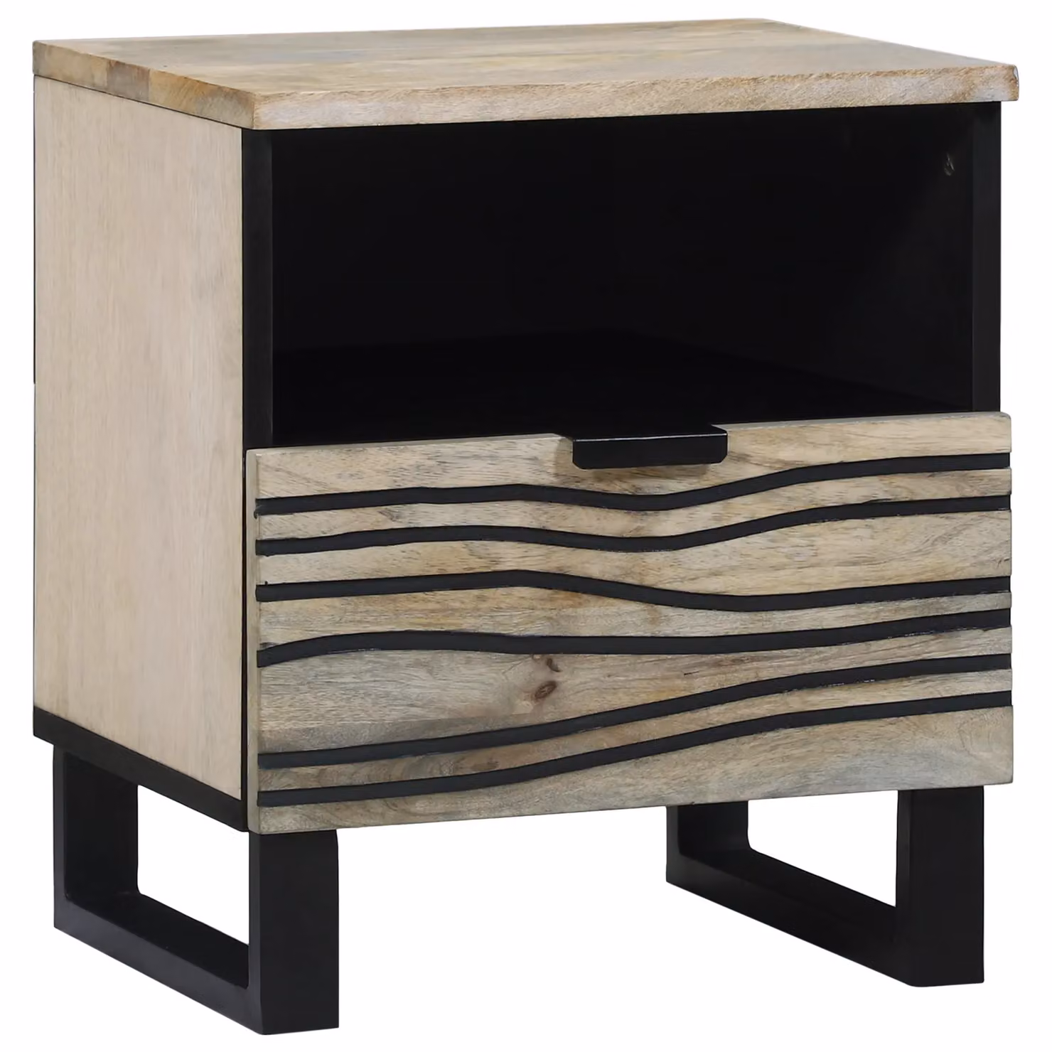 Berkfield Home Set of 2 Bedside Tables in White and Black, W/D/H: 40 x 33 x 46 cm – 2