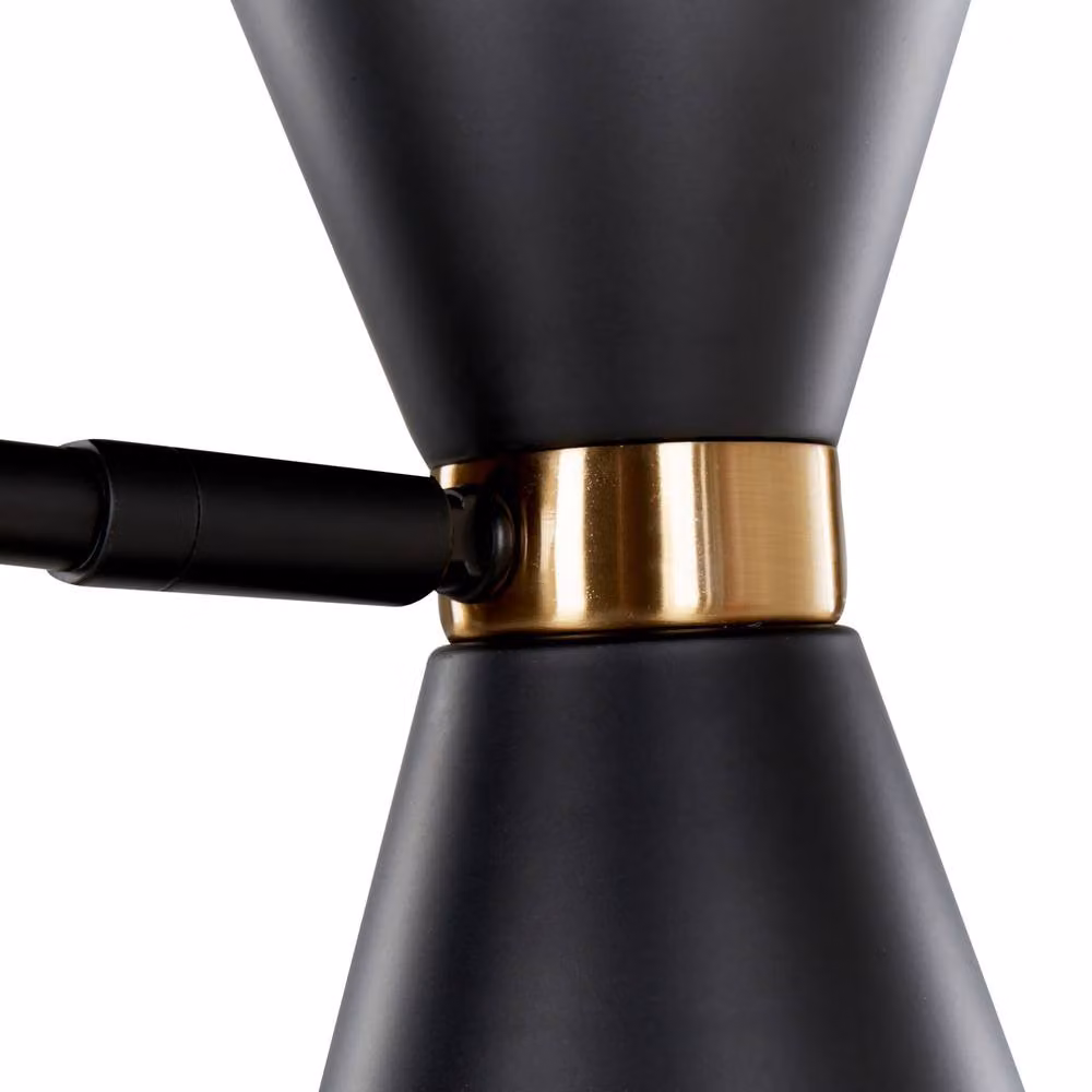 Wyld and Coco Lighting Modern Adjustable LED Floor Lamp with Marble Base and Black Metal Gold Accents – 3