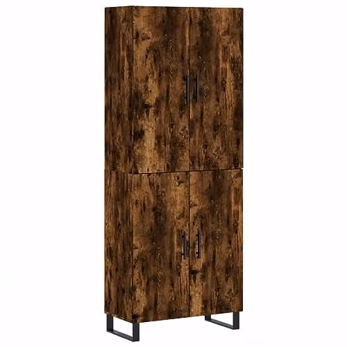 vidaXL Highboard in Smoked Oak, Brown Engineered Wood with Hinged Doors, W/D/H: 69.5 x 34 x 180 cm