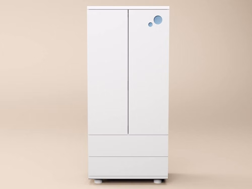 Flair Livana Modern Childrens Wardrobe in White and Blue with Hinged Doors and Drawers – 2