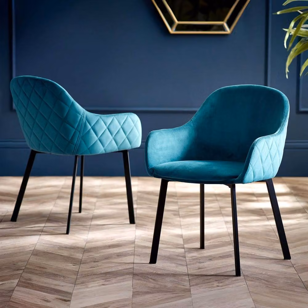 Cheshire Valencia Premium Teal Velvet Dining Chairs - Set of 2 – 3