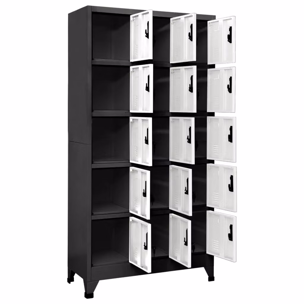 Berkfield Home Modern Steel Locker Cabinet in Anthracite, White and Black, W/D/H: 90 x 40 x 180 cm – 3