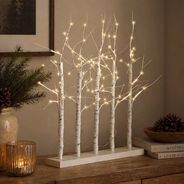 Marco Paul Pre-Lit Large White Birch Twig Tabletop Tree